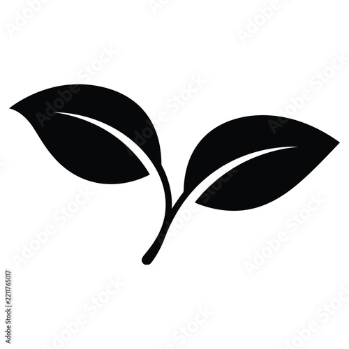 Leaf Sprout Silhouette Black Botanical Leaf Vector Illustration For Nature, Organic, Garden, And Minimalist Design