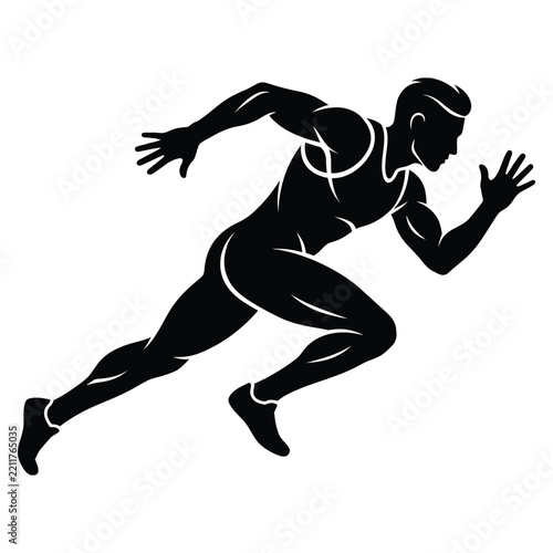 Sprinting Man Silhouette Black Male Athlete Running Vector Illustration For Sports, Fitness, Training, Racing, And Active Lifestyle Design