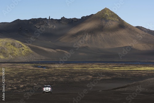 Highland capable vehicle, near Lake Langisjór, Skaftárhreppur, Icelandic Highlands, Iceland