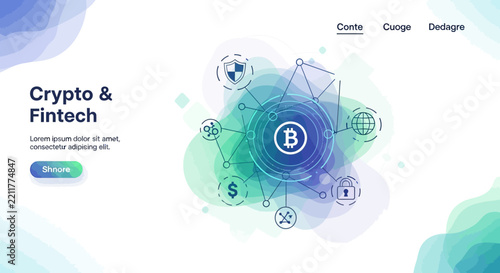 Cryptocurrency Fintech Landing Page Interface Design