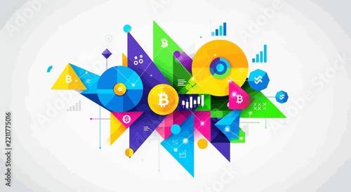 Abstract Cryptocurrency Financial Infographic Composition