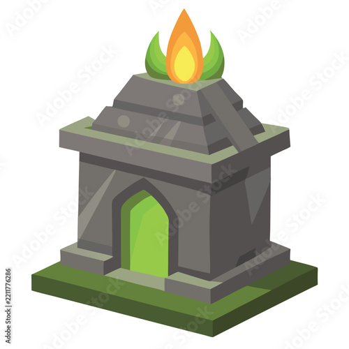 illustration of cursed tomb with glowing light 