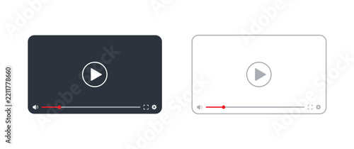 Video Player UI Interface Mockup Set in Dark and Light Theme Vector