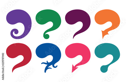 Colorful Abstract Question Mark and Curved Symbols Set
