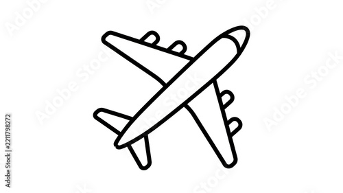 Minimalist airplane icon isolated on transparent background for