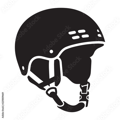Black protective ski helmet icon isolated on white background.