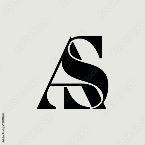Monogram logo design with letters a and s