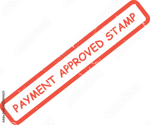 A red rubber stamp with the text payment approved stamp in a rectangular border on white surface d