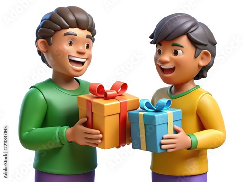 Happy Boys with Gifts