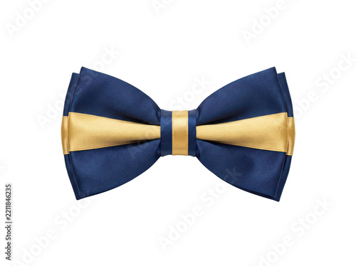 Blue and yellow decorative bow isolated