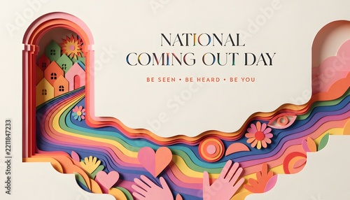 Paper craft illustration for national coming out day awareness