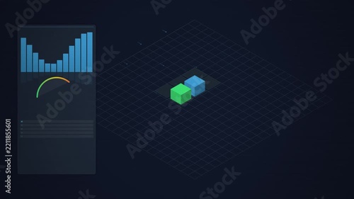 Dynamic Isometric Data Architecture Digital Technology Abstract Motion Background