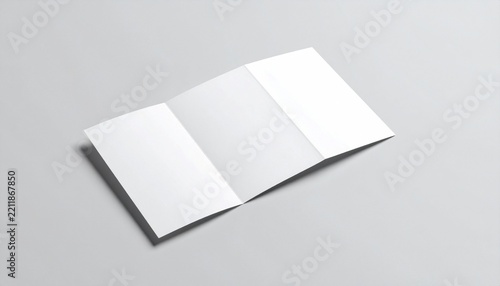 Blank Tri Fold Brochure Mockup White Folded Flyer Leaflet Template on Gray Background