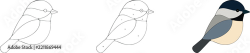 Stained Glass Bird Vector Pattern with Color Guide
