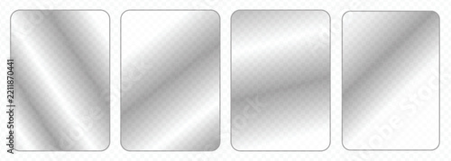 Modern Silver Glassmorphism Rectangular Card Frames Set with Soft Metallic Diagonal Reflections for UI UX Web Banners App Interfaces and Digital Graphic Design