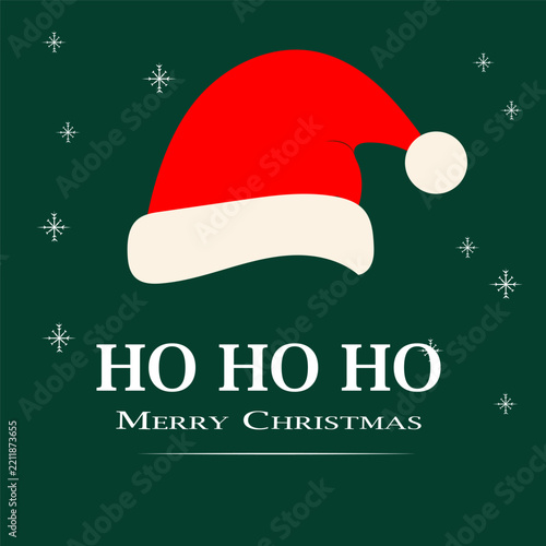 Festive christmas illustration featuring a classic santa hat and joyful holiday greetings in white text