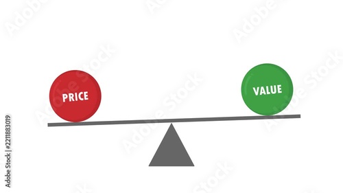 price vs value video animation comparison concept