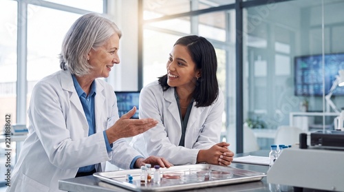 Senior Female Scientist Mentoring Young Researcher For Women In Science Empowerment And Career Growth