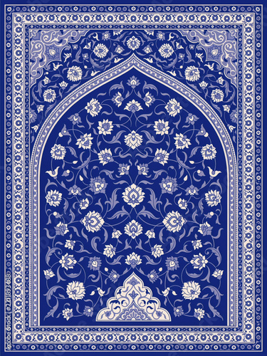 Traditional islamic floral pattern arch design