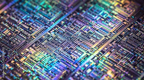 Macro View of Silicon Semiconductor Integrated Circuit Wafer