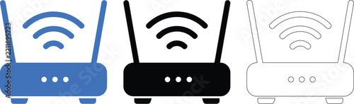 Router Vector Icon Isolated on White Background — WiFi Network Device Symbol for Internet, Wireless Connection and Technology Use