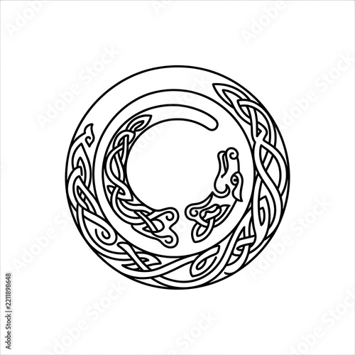 Intricate Celtic Knotwork Dragon Circle Design | Mystical Art Tattoo & Logo Element
