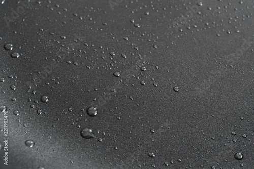 Oil drops on frying pan texture, water splash pattern on black non-stick coating