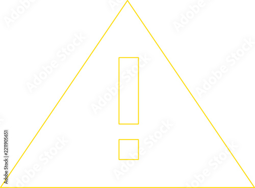 minimal yellow outline warning triangle with exclamation mark symbol