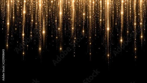 Vertical Cascading Warm Golden Starlight Shower Overlay on Black