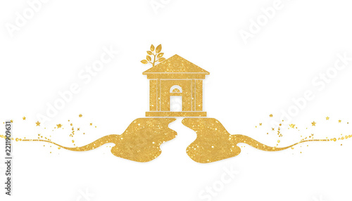 Financial Stability and Economic Growth Banking Concept with Golden Vault and Tree
