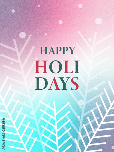 Holidays card. Modern beautiful Merry Christmas design with typography, gradient, snowflake. Trendy illustration for season banner, poster, cover