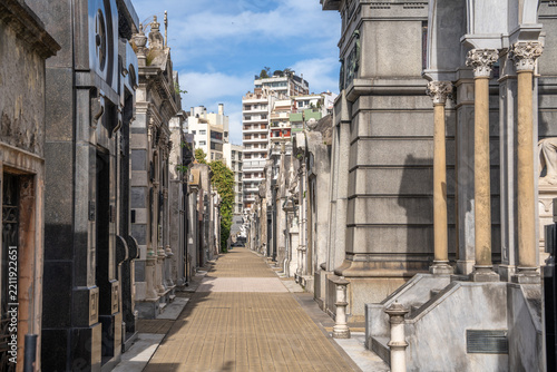 Recoleta Cemetery Buenos Aires Central Pathway Tombs Statues