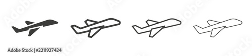 Plane icon flat outline in black