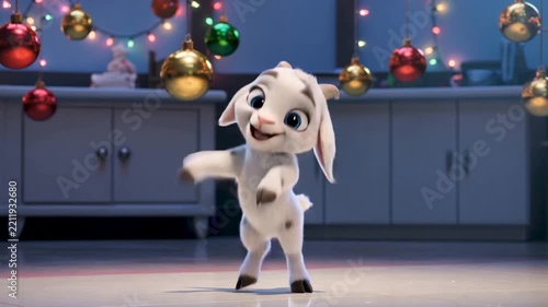 The goat is jumping merrily. It is a symbol of the Chinese New Year