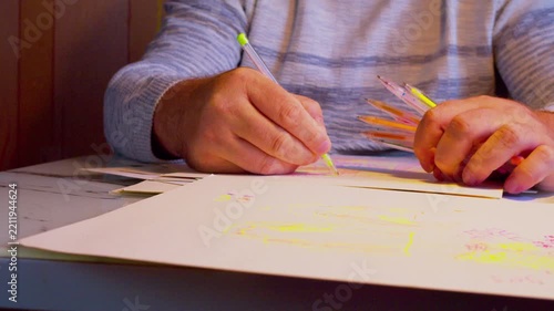 Stunning 4K timelapse of creative artist hands sketching a vibrant illustration with colorful gel pens in natural light. Perfect for design tutorials, art vlogs, and productivity content.