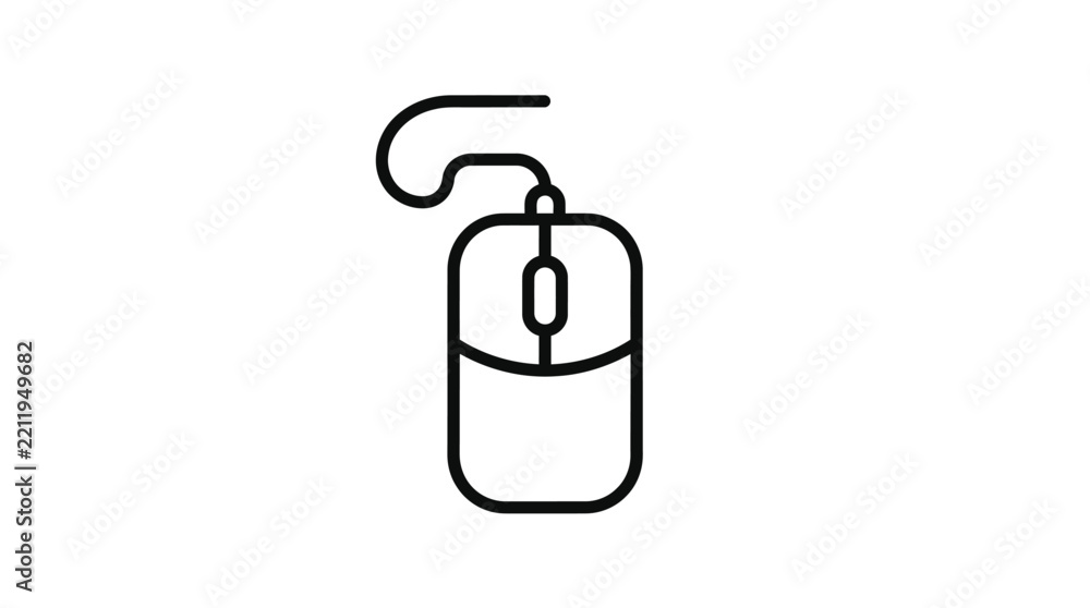 Obraz premium Minimalist computer mouse line art vector icon illustration with clean black strokes