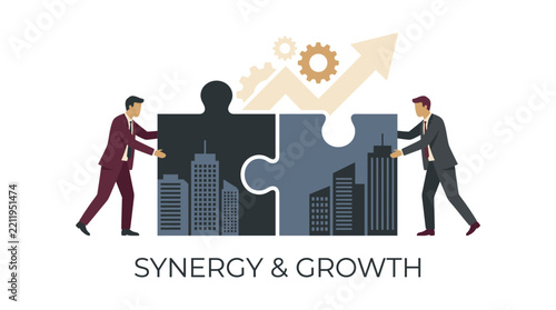synergy growth puzzle merger animation motion loop footage business partnership corporate acquisition collaboration teamwork