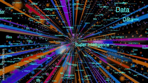 Super intelligence technology background with speed light rays
