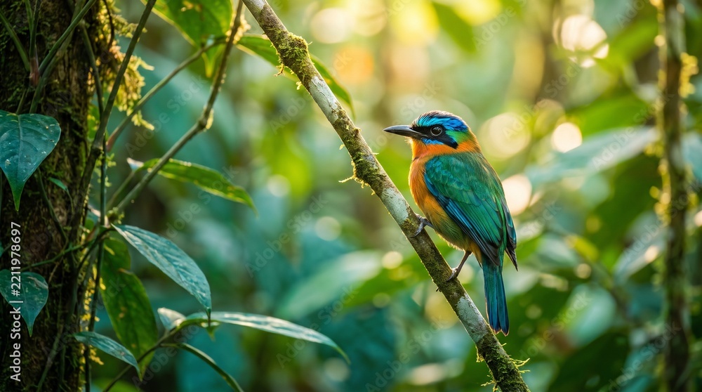 Fototapeta premium Colorful Tropical Bird Perched on Tree Branch