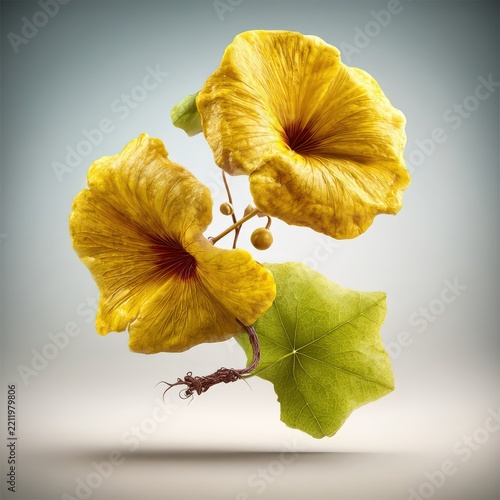 Yellow petals drifting gracefully against a clean white backdrop evoking the beauty of autumns gentle touch