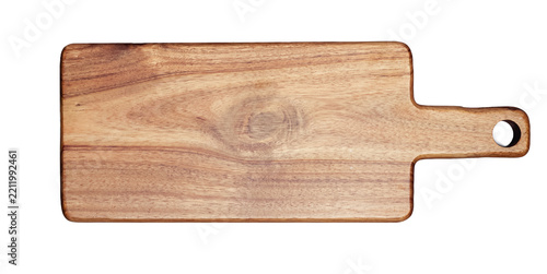 Wooden cutting board with handle cutout