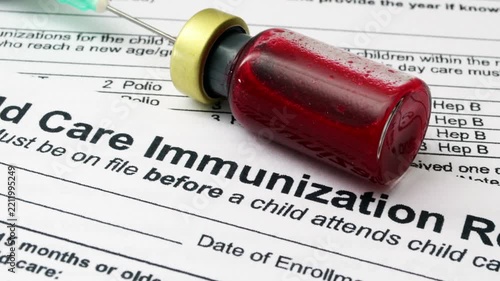 Child care immunization record document