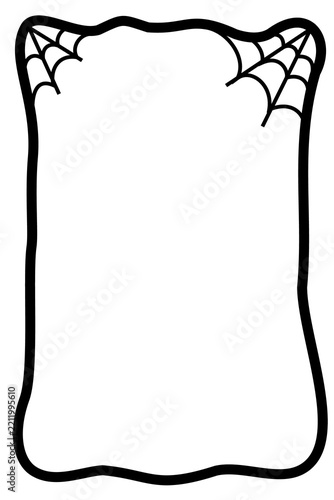 Black Halloween spiderweb frame with an irregular hand-drawn border and blank center, ideal for spooky invitations, posters, labels, cards, flyers, signs, and printable designs. High-res PNG, isolated