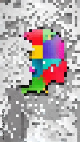 Colorful Pixelated Human Profile Silhouette On Grayscale Textured Background Representing Creativity And Digital Art