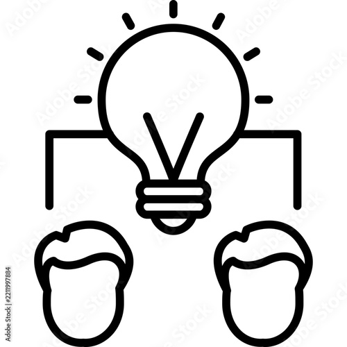 Light bulb above two people Icon