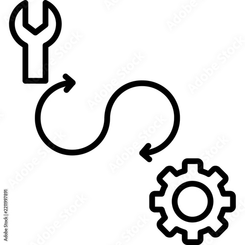 Wrench and gear with arrows Icon