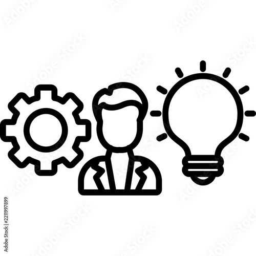 Person with gear and light bulb Icon