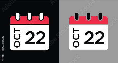calendar - October 22 icon illustration isolated vector sign symbol