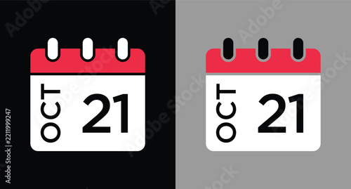 calendar - October 21 icon illustration isolated vector sign symbol