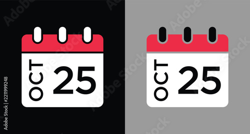 calendar - October 25 icon illustration isolated vector sign symbol